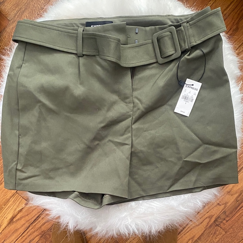 Express Khaki Belted Shorts